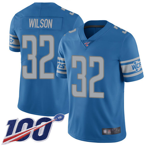 Detroit Lions Limited Blue Youth Tavon Wilson Home Jersey NFL Football 32 100th Season Vapor Untouchable